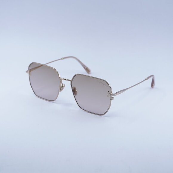 New Tom Ford FT0967-K 28G Sunglasses Gold Square Frame Brown Mirror Lenses
